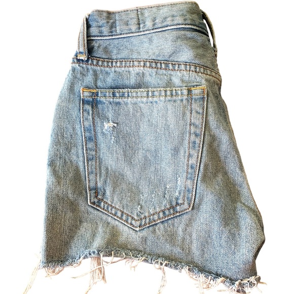 FREE PEOPLE We The Free Sofia Distressed Mid Rise Buttonfly Jean Shorts size 24 - Picture 9 of 14
